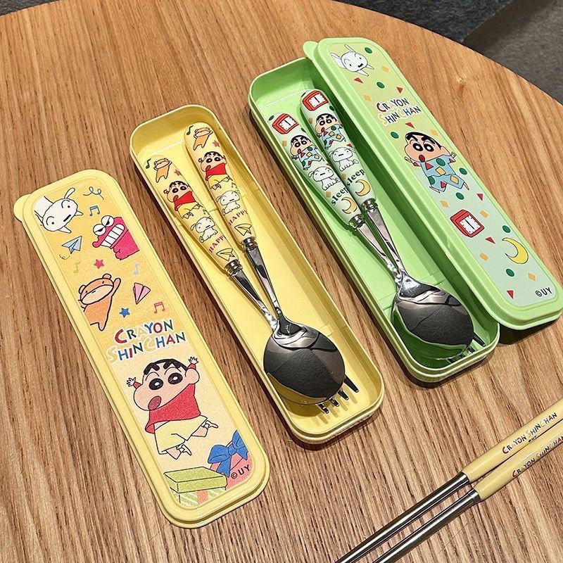 Weaning Spoon Set - Set Peralatan Makan Portabel Kawaii Crayon