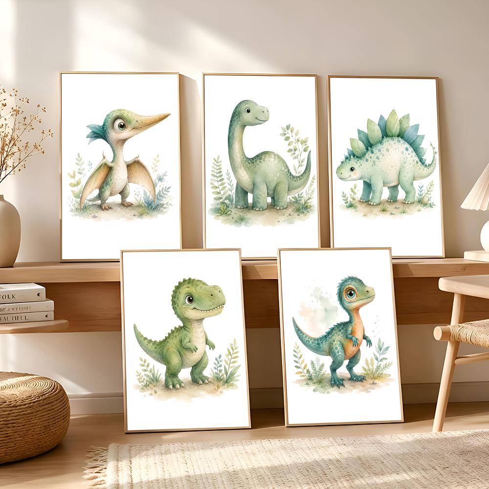 Baby Food Oil - Poster Kanvas Kaligrafi Lukisan Bayi Dinosaurus