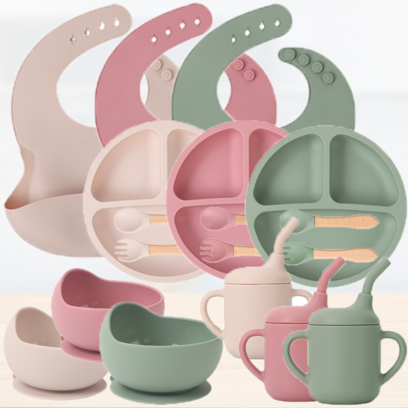 Weaning Spoon Set - Set peralatan makan silikon anak-anak, Set