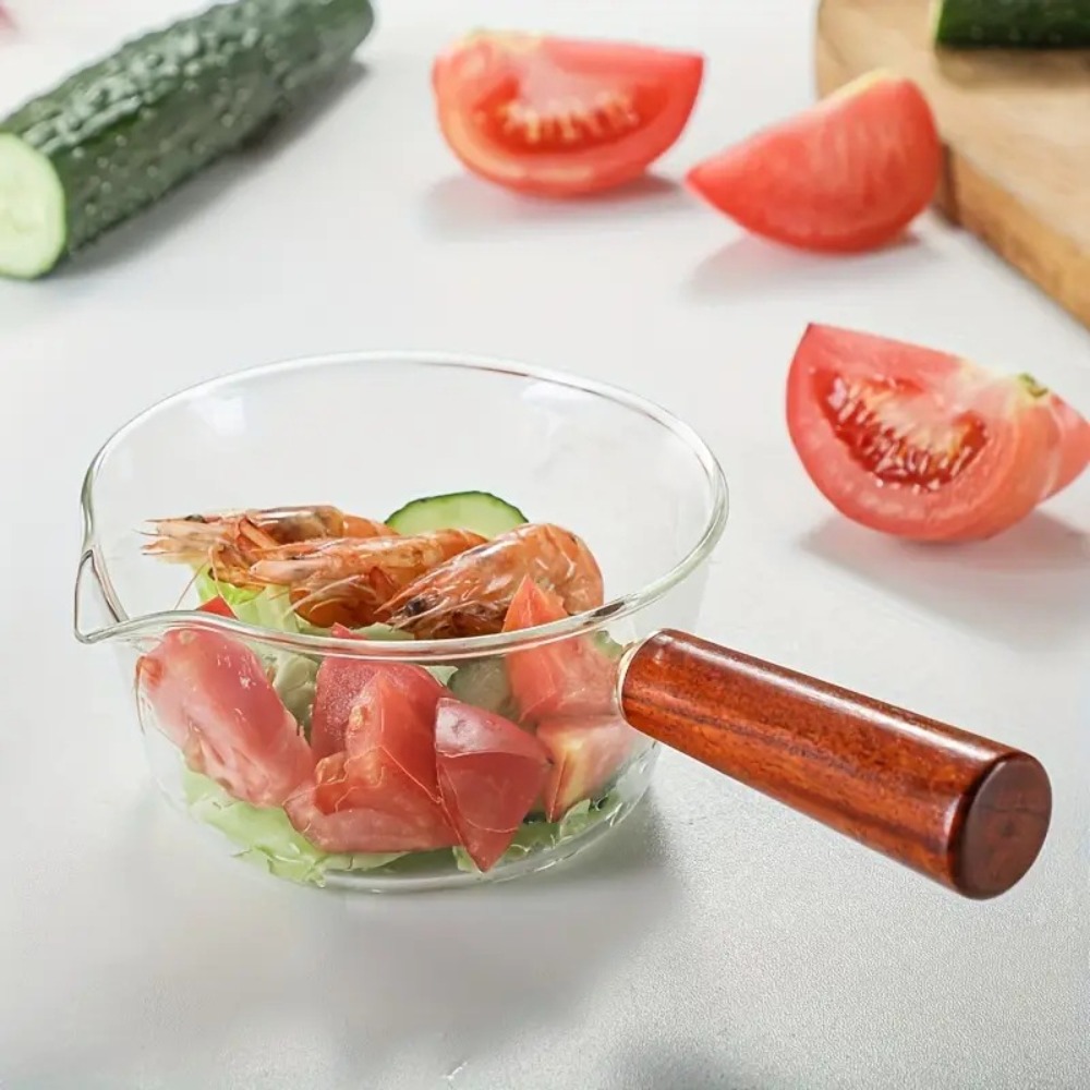 Baby Food Warmer - Panci Susu Kaca Gagang Kayu Tahan