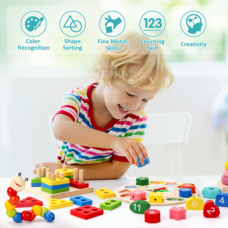 Mainan kayu Montessori, 5-6 bu - Baby Food Eat ulasan dan harga