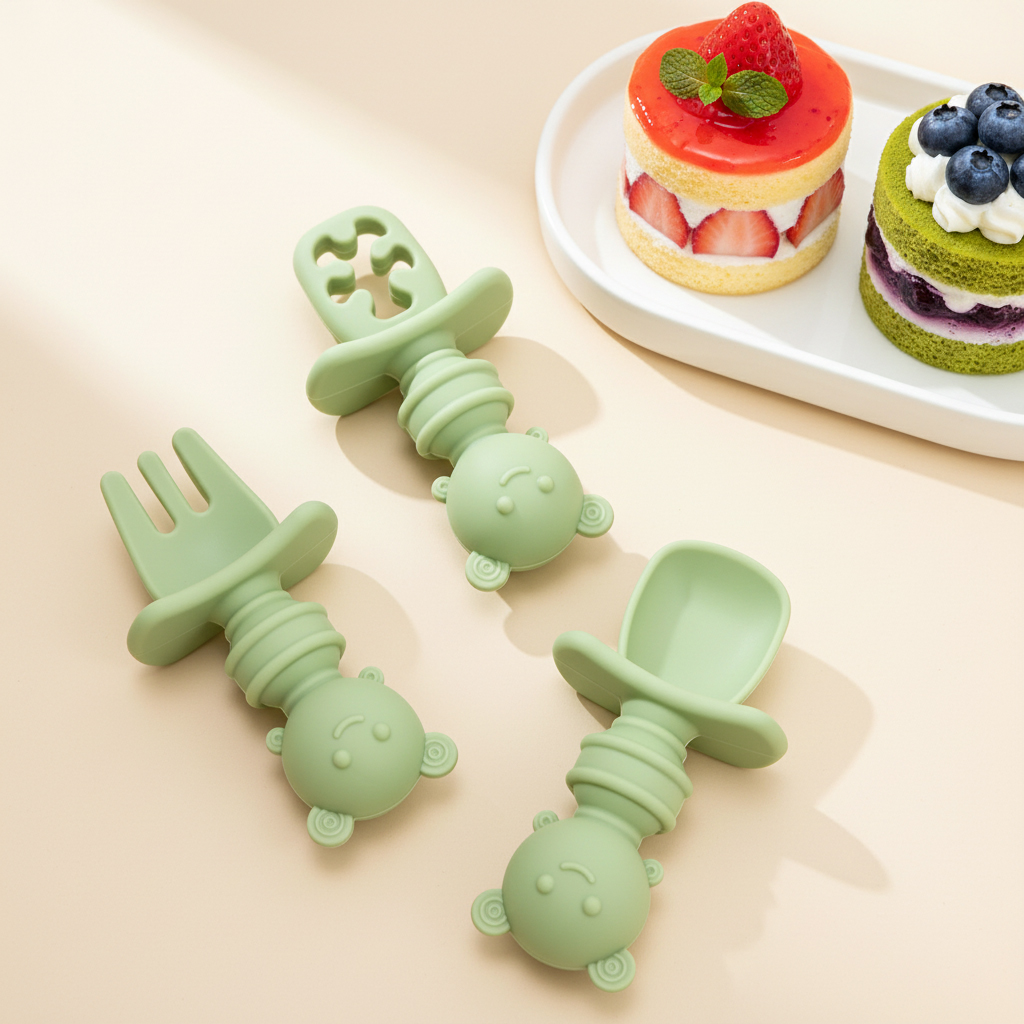 3pcs Set Sendok & Garpu Gagang - Baby Food Lunch ulasan dan harga